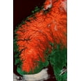 thumbnail image 1 of 24"x36" Gallery Poster, A satellite image map of southern Norway with snow shown as red highlights the terrain, 1 of 1