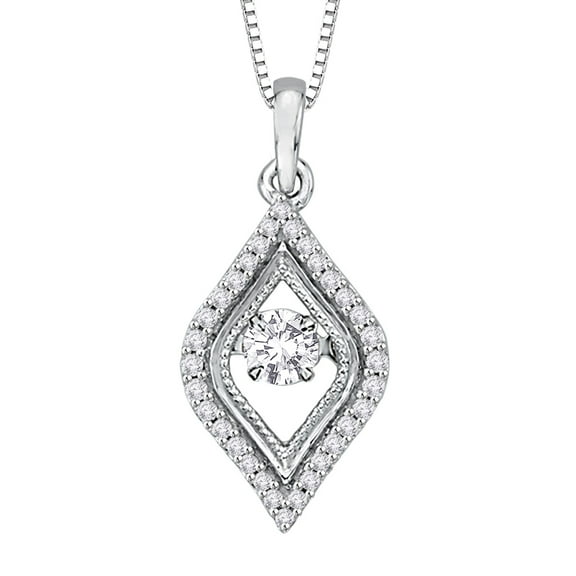 Dancing Diamond Fashion Pendant with Chain in 10K White Gold (1/3 cttw)