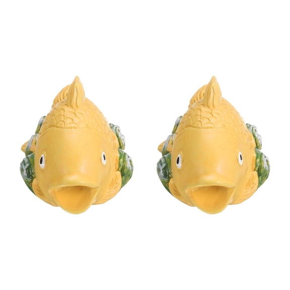 2 Pack Toilet Bolt Covers, Ceramics Toilet Bolt Cap Fish Decor Covers Cute Fish Toilet Screw Cover 3.94"x2.05"x2.36"(L*W*H), Yellow
