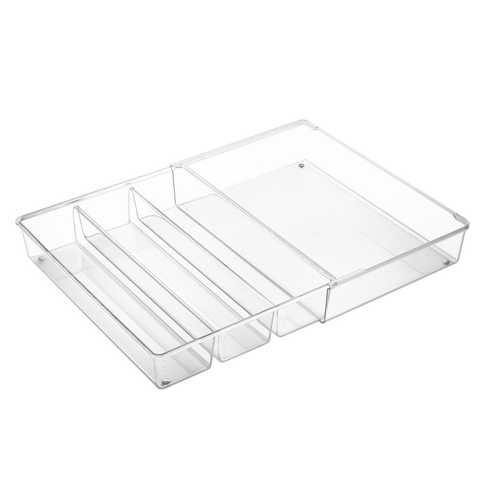 mDesign Expandable Kitchen Drawer Organizer Tray for Utensils - Clear ...