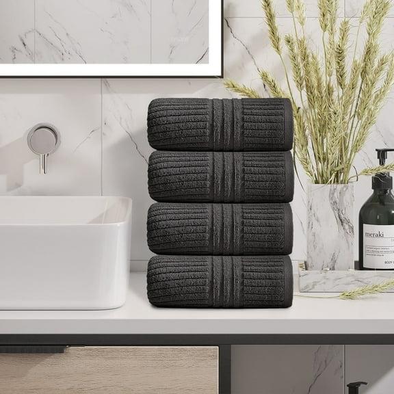4-Pack Cotton Bath Towels Set - Super Soft, Highly Absorbent, Quick-Drying (28.3x13.77 in) - Spa, Pool, Beach, Bathroom Essentials - Polyester Fiber, Double-Stitched Edges