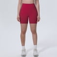 thumbnail image 5 of Ice Feel Breathable Friendly Tight High Waist Yoga Shorts For Running Workout Fitness Compression Wicking Seamless Lightweight Summer Stretch, XL, Red, 5 of 8