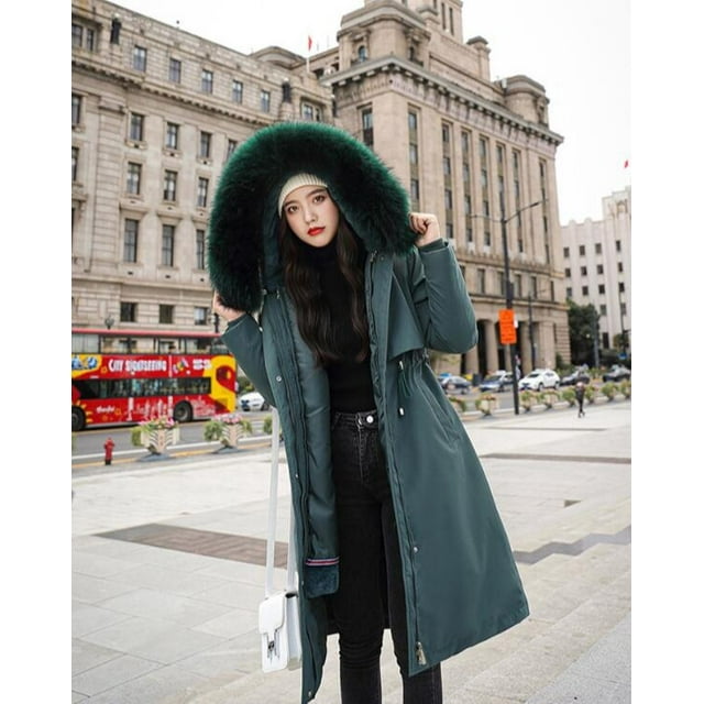 Winter Jacket Down Jacket Mid-Length Coat Quilted, Ladies Winter Coat Sewn Coat Winter Jacket Long Sewing Warm, M