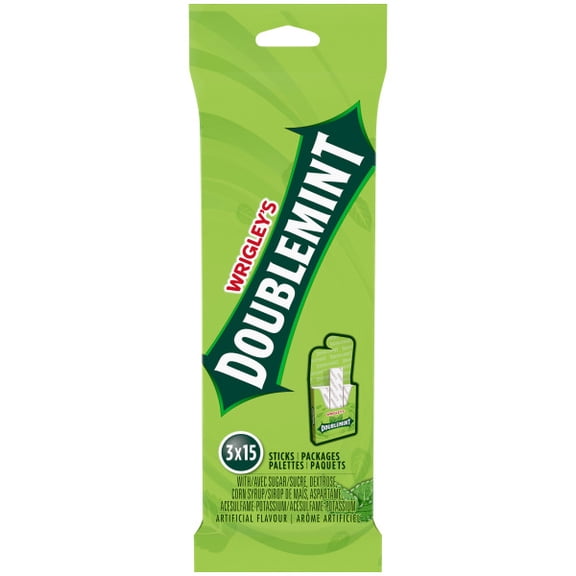 DOUBLEMINT, Peppermint Flavoured , 15 Sticks, 3 packs