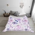thumbnail image 2 of YFYANG Lightweight Warm Flannel Blanket, Purple Floral Watercolor Pattern Throw Blanket for Bed, Sofa, Travel, Camping, 80"x60", 2 of 7