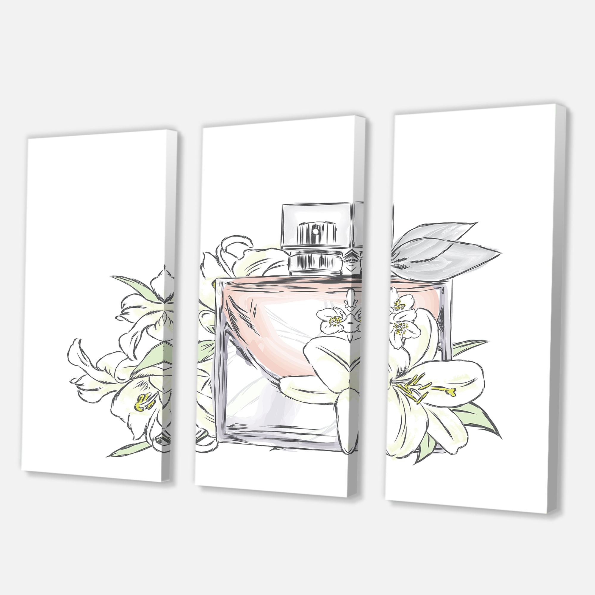 Designart ' Bouquet of Flowers and Perfume Bottle II ' Traditional Canvas Wall Art Print