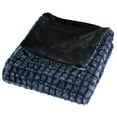 thumbnail image 2 of Faux Fur Mink Throw by Lavish Home - Plush Striped Embossed - Black/Gray, 2 of 4