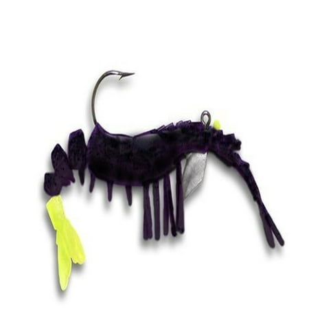 Egret Baits E-VS20-16-35 Baby Vudu Shrimp Soft Lure Black Chartreuse 2 Pk Of 2