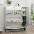 thumbnail image 4 of Gyfimoie Shoe Rack Cabinet, Free Standing Shoes Storage Organizer Cabinet with 3 Flip Drawers for Living Room-White, 4 of 5