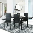 thumbnail image 3 of 4 PCS Dining Side Chairs PU Leather Elegant Design Home Kitchen Furniture, Padded Seat High Back Design Dining Chairs Set (Black), 3 of 8