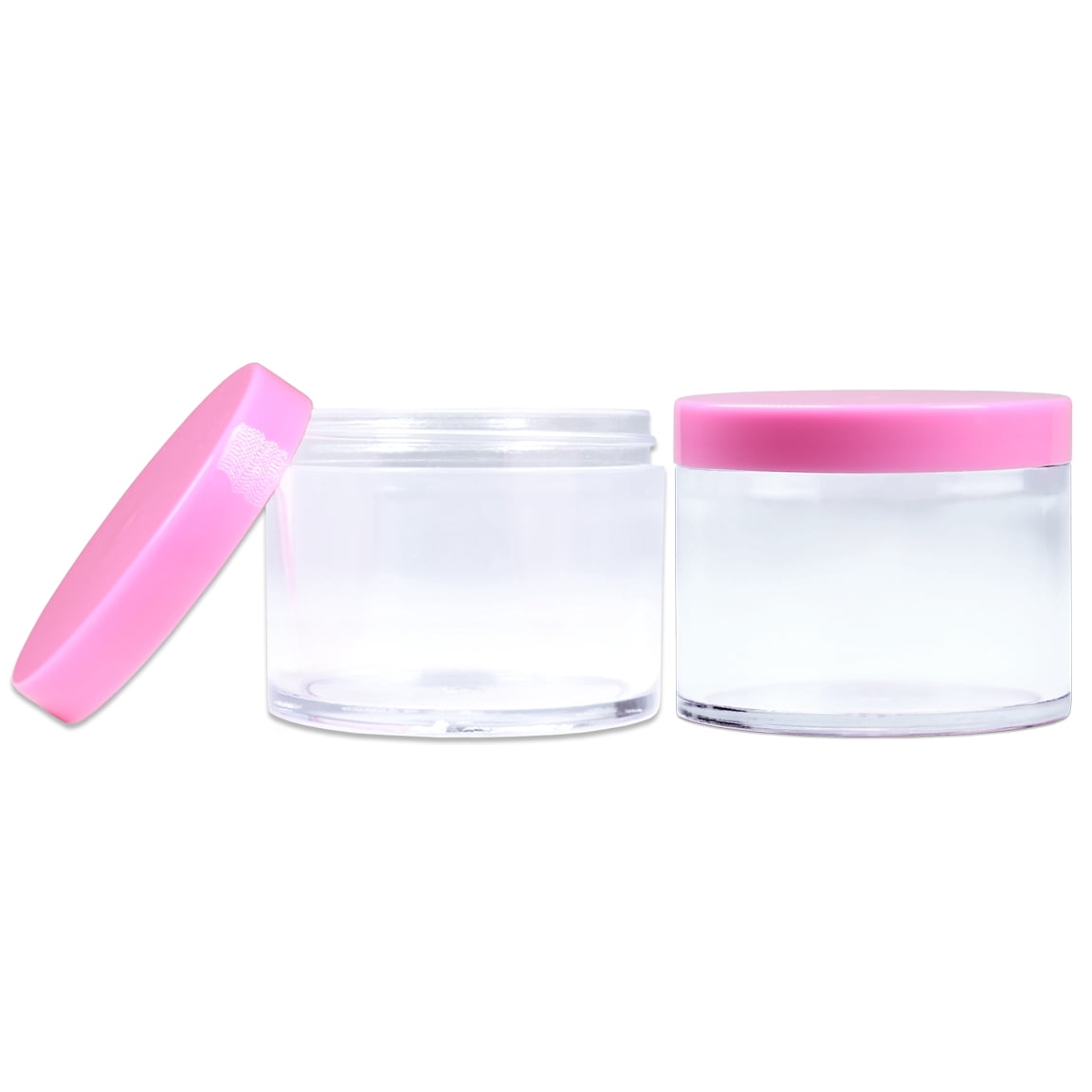 Beauticom 12 Jars High Quality 120 gram/ml 4 Oz Thick Acrylic Sample Container Jars - BPA Free (Pink)