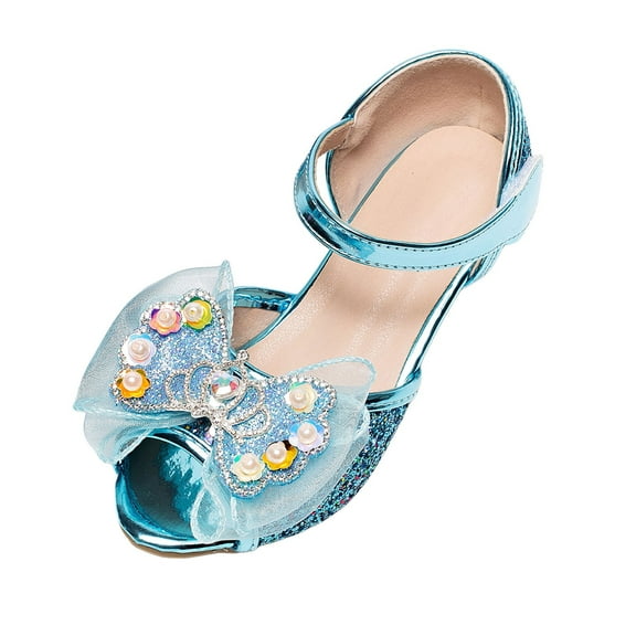 adviicd Sandals Girls Girls Heel Sandals Wedding Dress Pumps Princess Shoes (Blue,1.5)