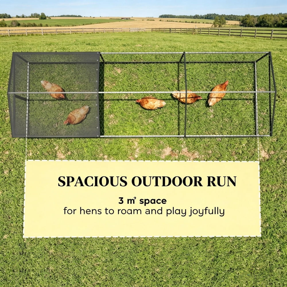 Large Outdoor Chicken Run Coop, UV Waterproof Oxford Cover Rustproof Steel Frame Predator Proof Wire Mesh Rabbit Duck Pet Playpen With Lockable Dual Doors