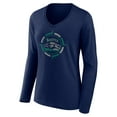 thumbnail image 2 of Women's  Navy Seattle Mariners Compass V-Neck Long Sleeve T-Shirt, 2 of 3