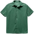 thumbnail image 3 of Mens Casual Waffle Shirt Short Sleeve Button Down Shirts Loose Fit Green XL, 3 of 3