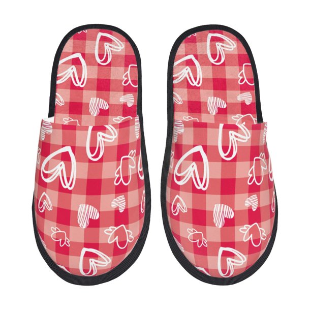 Balery valentine day with heart Pantuflas de Casa de Felpa Silenciosas con Diseño Estampado, Zapatillas Cómodas Antideslizantes de Algodón para Interior-Large