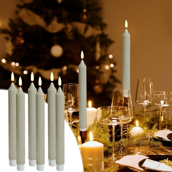 mfyjkho 12-Pack Battery Operated Flameless Led Taper Candles, Warm Yellow Flickering Fake Candles for Home Decor, Centerpieces, Parties & Holiday Displays