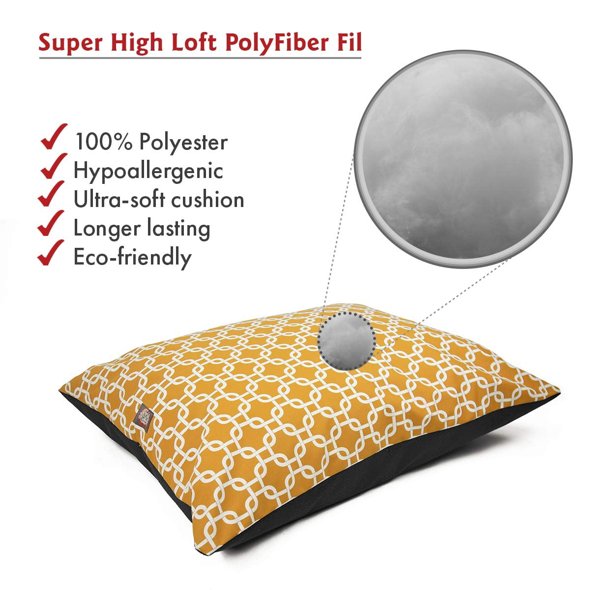Large Rectangle Washable Dog Bed Non Slip Comfortable Pet Crate Mat for Sleeping, Super Value Pillow Kennel Bed for Large Breed Dogs 46 x 35 Inches, Links Yellow