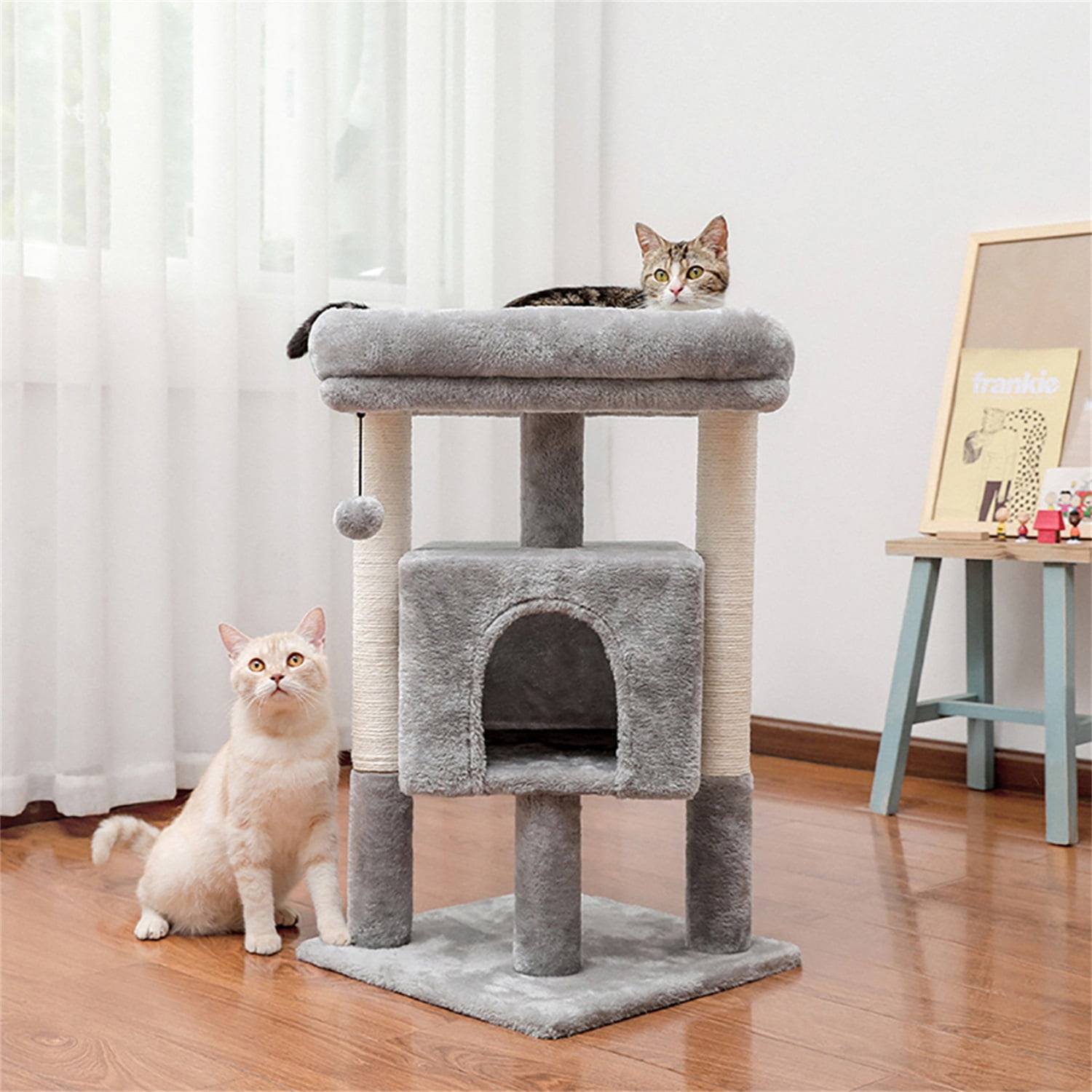 Pefilos Cat Tree Cat Houses for Outdoor Cats Cat Condo for Large Cats with Sisal Scratching Posts, Cat Nest for Indoor Cats Plush Perch, Cat Tower Furniture Cat Bed, Gray Pefilos Cat Tree Cat Houses for Outdoor Cats Cat Condo for Large Cats with Sisal Scratching Posts, Cat Nest for Indoor Cats Plush Perch, Cat Tower Furniture Cat Bed, Gray