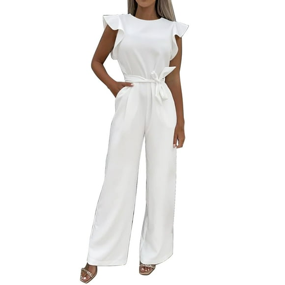 Waisted Waist Cinching Belt Dungarees Long Pants For Women Womens Jumpsuits Casual Romper Pants for Women Pearl Back Jumpsuit Petite Jumpsuit for Women Elegant Jumpsuit Elegant Rompers for Women