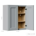 thumbnail image 5 of 27 Inch Laundry Room Cabinets Wall Mounted, Solid Wood Over The Toilet Storage Cabinet, Bathroom Organizer Cabinets with 2 Shaker Door & Shelves, Easy to Assemble for Kitchen, Garage - Dark grey, 5 of 6