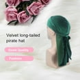 thumbnail image 2 of Baohd Velour Headwraps Assorted Colors Long Tail Pirate Hat Windproof Single Layer Attractive Elasticity Comfortable Hair Bonnet Green, 2 of 3