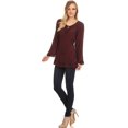 thumbnail image 3 of Sakkas Seena Long Sleeved Eyelet Adjustable Straps Embroidered Blouse Shirt Top - Burgundy - L/XL, 3 of 5