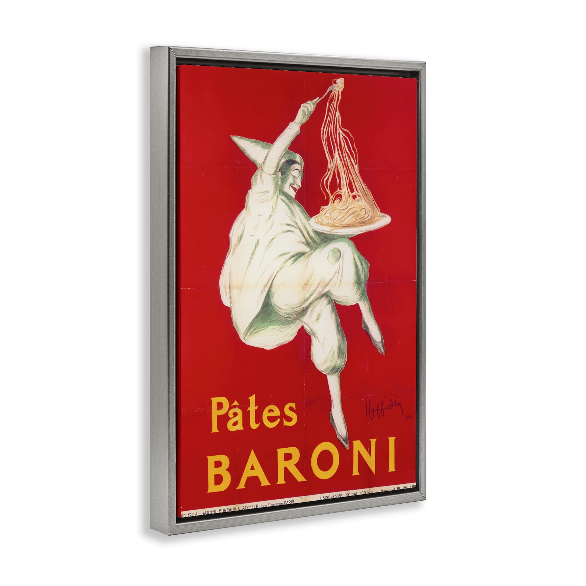 Stupell Industries Pates Baroni Advertisement Gray Framed Floater Canvas Wall Art, design by Vintage Hustle