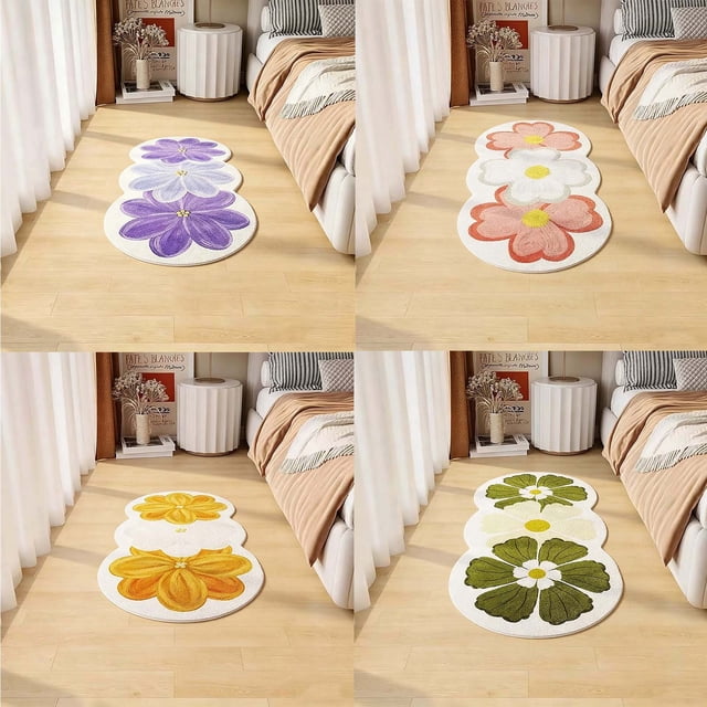 Sentmoon Outdoor Rugs Washable Rugs Flower Bedroom Bedside Blanket-living Room Coffee Table Blanket- Window Fully Covered with Blanket and Against- Carpet
