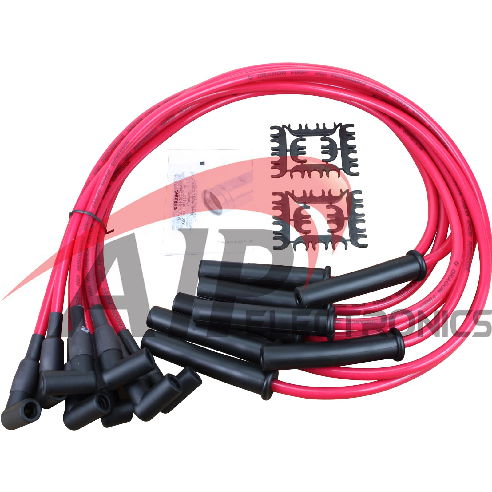 Dragon Fire Retro Race Series Transparent Red Spark Plug Wire Set