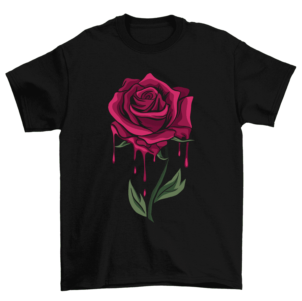 Melting Red Rose Gothic Goth Dripping Flower T-Shirt Men Women ...