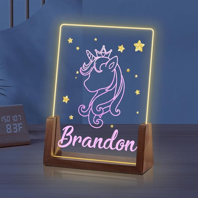 Luz de noche de caballo personalizada para niñas, regalo de cumpleaños de Navidad para niños, luz de noche de acrílico personalizada, decoración de guardería para bebés, lámpara de noche, regalos únic