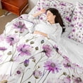 thumbnail image 4 of Homewish Purple Daisy Bedding Comforter Set 7 Pieces for Kids Children Teens,Spring Garden Full Bedding Set Lightweight,Chic Flowers Fitted Sheet Flat Sheet,Microfiber Bedroom Decor,Reversible, 4 of 8