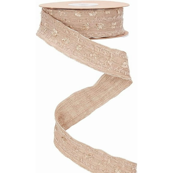 Polyester Ribbon for Bowknot Making Gift Wrapping Tan 1 inch(25mm) about 10.00 Yards(9.14m)/Roll