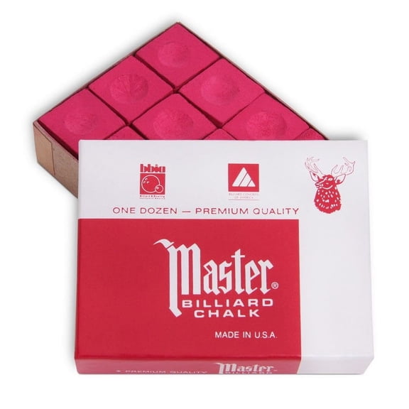 Master Billiard Premium Pool Cue Chalk - 1 Dozen - Made in the USA - Red