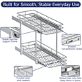 thumbnail image 4 of TinyHomie 10.5 in W x 21.5 in D 2 Tier Pull Out Cabinet Organizer, Sliding Storage Shelves for Kitchen Bathroom, 4 of 10