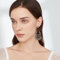 thumbnail image 6 of Bollywood Jhumka Jhumki Indian Earrings for Women Vintage Mexico Gypsy Stetament Chandelier Style Ethnic Dangle Earring Tassel Bell Drop Bohemian Fashion Gift Christmas Oxidized Jewelry, 6 of 7