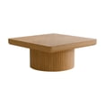 thumbnail image 7 of GZXS 34.6" Square Coffee Table with Parquet Wood Veneer Top, Modern Farmhouse Coffee Table with Cylindrical Base, Natural Wood Finish, 7 of 7