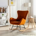 thumbnail image 4 of JINS&VICO Velvet Rocking Chair, Upholstered Rocking Chair with High Backrest and Armrest, Accent Armchair with Metal and Wood Base, Comfy Armchair for Living Room Bedroom Office, Orange, 4 of 7