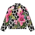thumbnail image 4 of Jackets for Women Winter Coat Jackets Flannel Stand Collar Jacket(Floral Pattern Black White Background,Size:S-4XL), 4 of 7