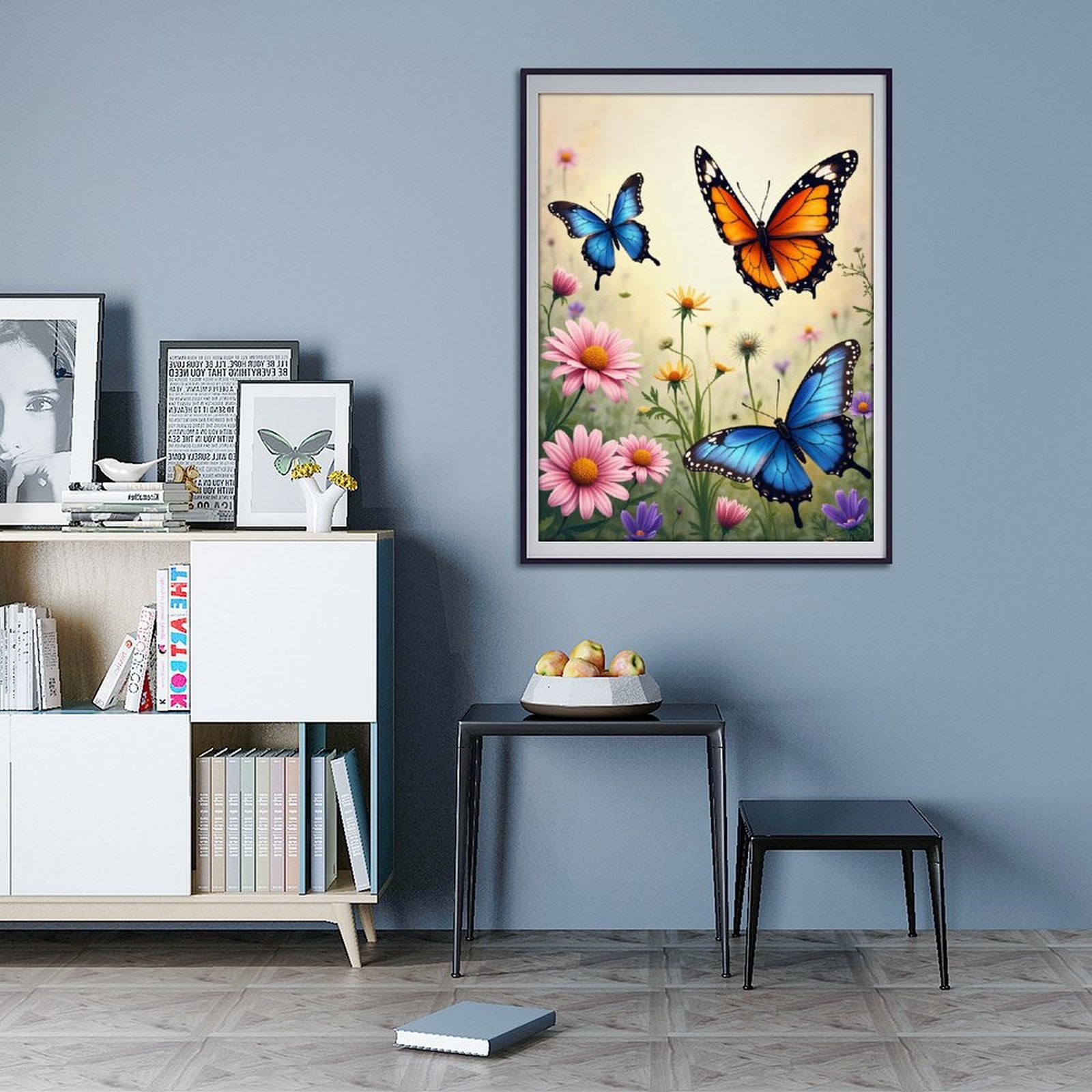 Diamond Art Kits for Adults - Modern Butterfly Bouquet Print No.585 5D Frameless Dimond Painting Kit for Adults Beginner, Round Diamond Kits for Home Wall Decor, Gift for Women