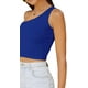 thumbnail image 4 of Top corto acanalado sin mangas con un hombro sexy para mujer, azul real (m) Feliz Sencillez, 4 of 5