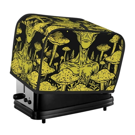 

KLL saucerman Mushroom Forest Print 2 Slice Toaster Dust Covers Kitchen Small Appliance Cover with 2 Pockets Can hold Jam Spreader Knife & Toaster Tongs (11.4 x 7.9 x 7.5)