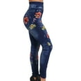 thumbnail image 5 of Dyegold Jean Leggings for Women Denim Print Fake Jeans Look Like Leggings Sexy Stretchy High Waist Slim Skinny Jeggings Capri, 5 of 6