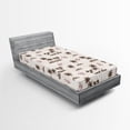 thumbnail image 2 of Ambesonne Island Life Fitted Sheet, Tropical Isle and Palm, Twin XL Size, Eggshell Taupe Raspberry, 2 of 5