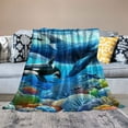 thumbnail image 2 of PIKWEEK 3D Underwater World Fleece Blanket  Killer Whale Throw Blanket for Sofa Bed Couch, Colorful Seaweed Reel Fish Plush Blanket, Blue Ocean Wave Sherpa Blanket Bedroom Living Room Decor, 2 of 6