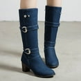 thumbnail image 2 of Bottes Mode en Denim pour Femmes à Talon Carré Chaudes, Décontractées, à Tige Longue, 2 of 9