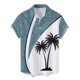 thumbnail image 1 of Camisas Para Hombre Slim Fit Camisa de vacaciones al libre de manga corta para playa con estampado completo de solapa informal con un solo pecho de primavera para hombre (Blue, 3XL), 1 of 4