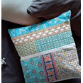 thumbnail image 2 of 26â€ Turquoise White Patch Indoor Outdoor Throw Pillow, 2 of 5