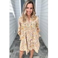 thumbnail image 3 of Women's Yellow Floral Long Sleeve Shirt Dress – Casual Daily Wear | XL, 3 of 5